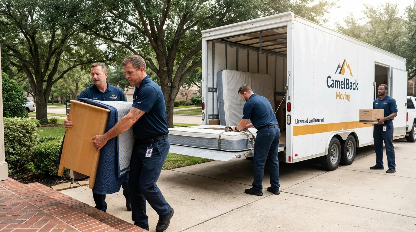 Crew loading residential truck for cross-state move from Morton, MS