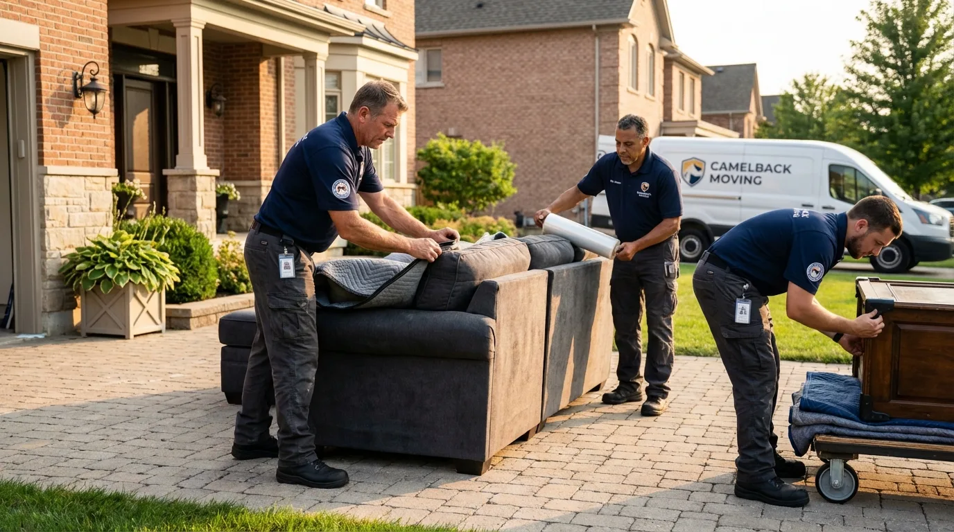 Large estate moving crew wrapping furniture in Morton, MS