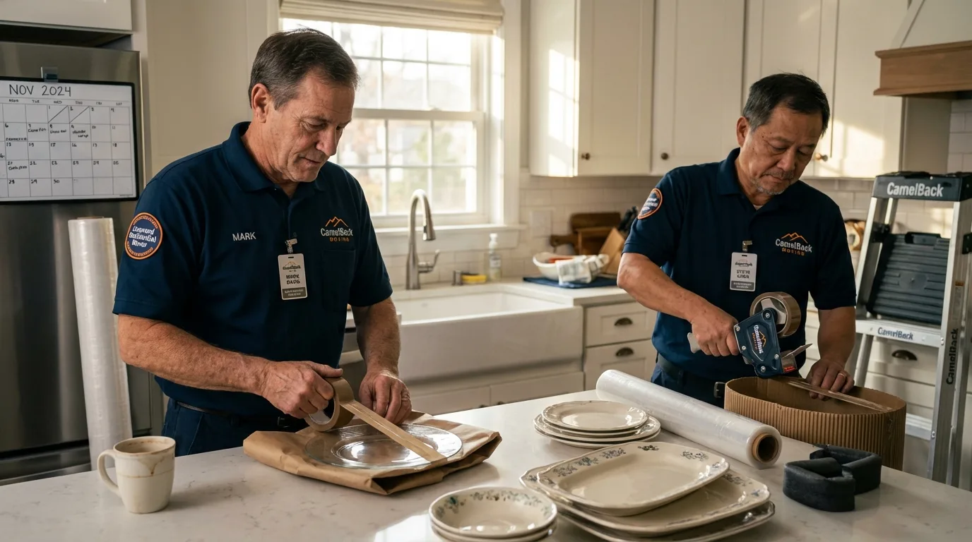 Professional crew packing kitchen dishware in Morton, MS